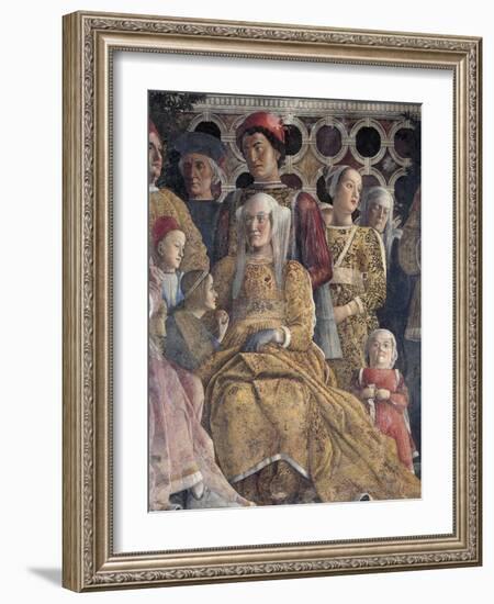 Barbara of Brandenburg with Her Daughter Paula and Rodolfo Gonzaga, Detail from Court Wall-Andrea Mantegna-Framed Giclee Print