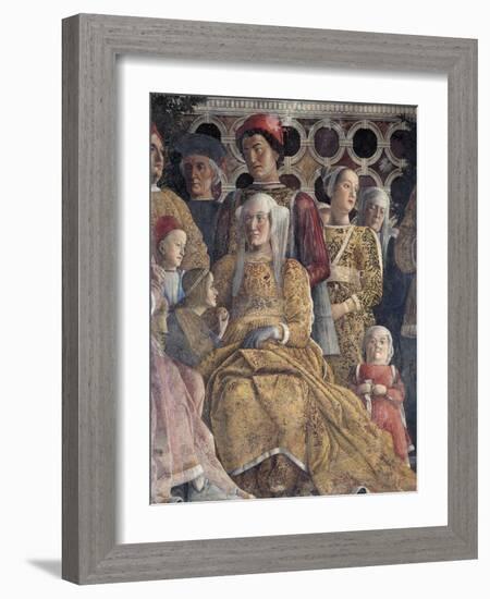 Barbara of Brandenburg with Her Daughter Paula and Rodolfo Gonzaga, Detail from Court Wall-Andrea Mantegna-Framed Giclee Print