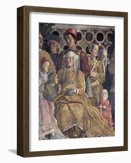 Barbara of Brandenburg with Her Daughter Paula and Rodolfo Gonzaga, Detail from Court Wall-Andrea Mantegna-Framed Giclee Print