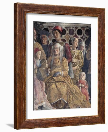 Barbara of Brandenburg with Her Daughter Paula and Rodolfo Gonzaga, Detail from Court Wall-Andrea Mantegna-Framed Giclee Print