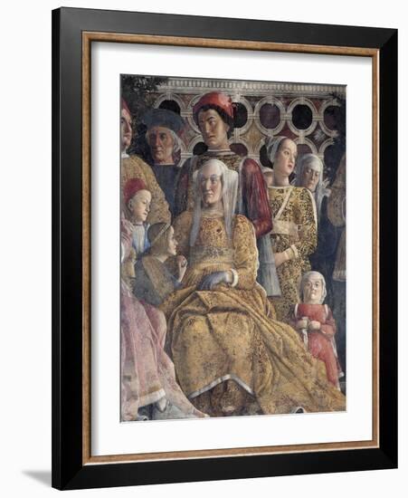 Barbara of Brandenburg with Her Daughter Paula and Rodolfo Gonzaga, Detail from Court Wall-Andrea Mantegna-Framed Giclee Print