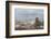 Barbary Macaque (Macaca Sylvanus) Sitting with Harbour of Gibraltar City in the Background-Edwin Giesbers-Framed Photographic Print