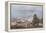 Barbary Macaque (Macaca Sylvanus) Sitting with Harbour of Gibraltar City in the Background-Edwin Giesbers-Framed Premier Image Canvas