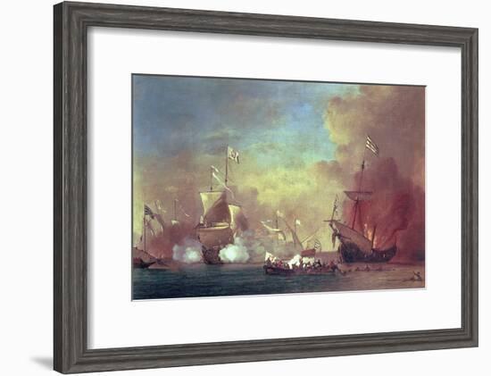 Barbary Pirates Attacking a Spanish Ship-Willem van de II Velde-Framed Giclee Print