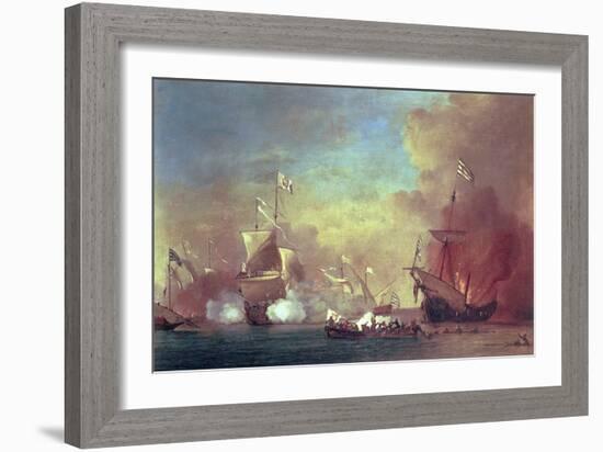 Barbary Pirates Attacking a Spanish Ship-Willem van de II Velde-Framed Giclee Print