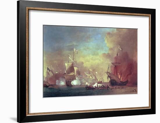 Barbary Pirates Attacking a Spanish Ship-Willem van de II Velde-Framed Giclee Print