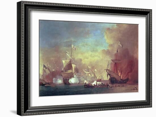 Barbary Pirates Attacking a Spanish Ship-Willem van de II Velde-Framed Giclee Print