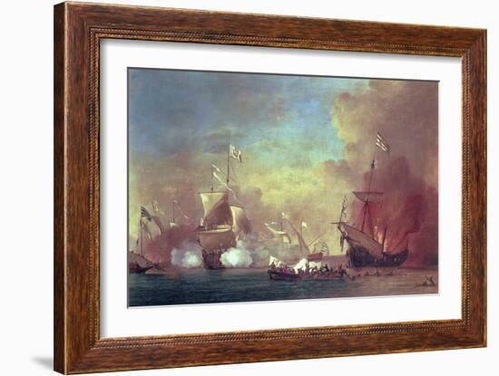 Barbary Pirates Attacking a Spanish Ship-Willem van de II Velde-Framed Giclee Print