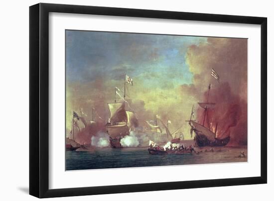Barbary Pirates Attacking a Spanish Ship-Willem van de II Velde-Framed Giclee Print