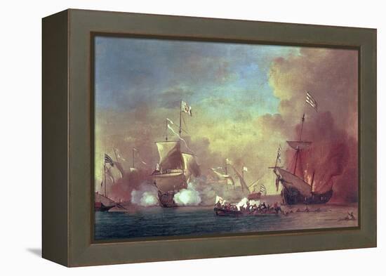 Barbary Pirates Attacking a Spanish Ship-Willem van de II Velde-Framed Premier Image Canvas