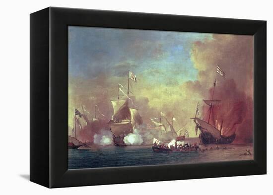 Barbary Pirates Attacking a Spanish Ship-Willem van de II Velde-Framed Premier Image Canvas