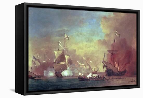 Barbary Pirates Attacking a Spanish Ship-Willem van de II Velde-Framed Premier Image Canvas