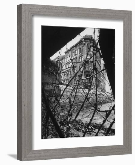 Barbed Wire Which Separates East and West Berlin-Paul Schutzer-Framed Photographic Print