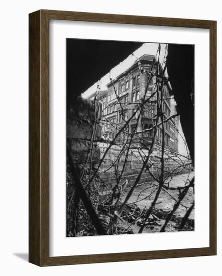 Barbed Wire Which Separates East and West Berlin-Paul Schutzer-Framed Photographic Print