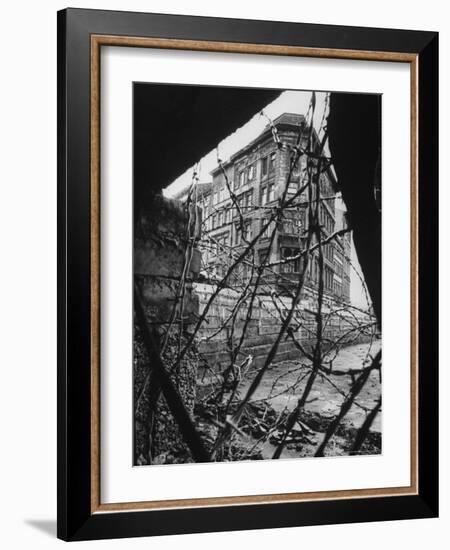 Barbed Wire Which Separates East and West Berlin-Paul Schutzer-Framed Photographic Print