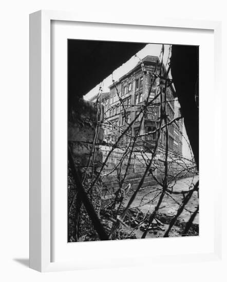 Barbed Wire Which Separates East and West Berlin-Paul Schutzer-Framed Photographic Print