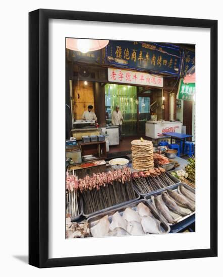 Barbeque Food at a Street Market in the Muslim Area of Xian, Shaanxi Province, China, Asia-Christian Kober-Framed Photographic Print