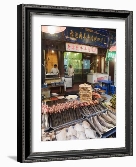 Barbeque Food at a Street Market in the Muslim Area of Xian, Shaanxi Province, China, Asia-Christian Kober-Framed Photographic Print