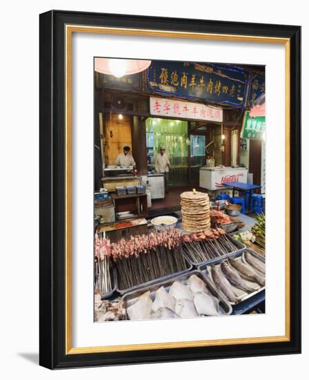 Barbeque Food at a Street Market in the Muslim Area of Xian, Shaanxi Province, China, Asia-Christian Kober-Framed Photographic Print