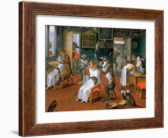 Barber's Shop with Monkeys and Cats-Abraham Teniers-Framed Giclee Print