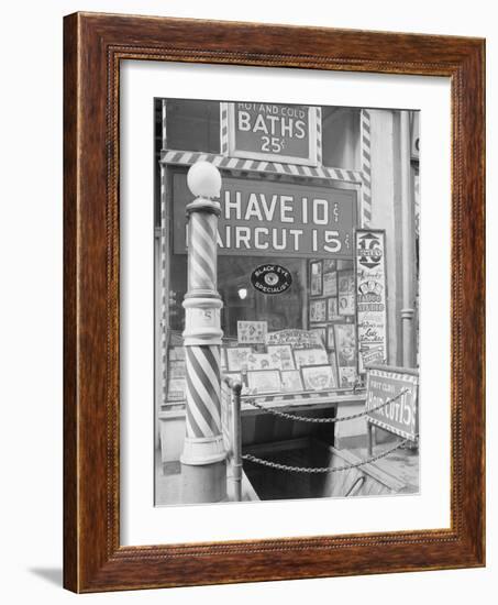 Barber Shop in the Bowery-null-Framed Photographic Print