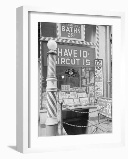 Barber Shop in the Bowery-null-Framed Photographic Print