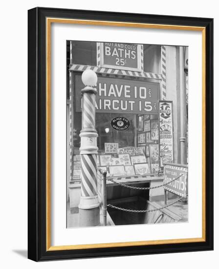 Barber Shop in the Bowery-null-Framed Photographic Print