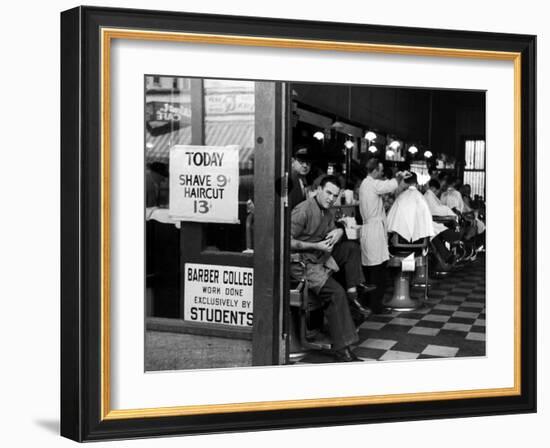 Barbershop at Down Town Hair School-Alfred Eisenstaedt-Framed Photographic Print