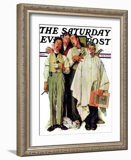 "Barbershop Quartet" Saturday Evening Post Cover, September 26,1936-Norman Rockwell-Framed Giclee Print