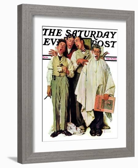 "Barbershop Quartet" Saturday Evening Post Cover, September 26,1936-Norman Rockwell-Framed Giclee Print