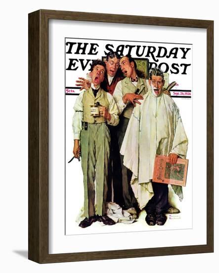 "Barbershop Quartet" Saturday Evening Post Cover, September 26,1936-Norman Rockwell-Framed Giclee Print