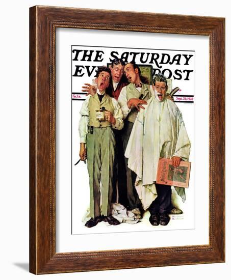 "Barbershop Quartet" Saturday Evening Post Cover, September 26,1936-Norman Rockwell-Framed Giclee Print