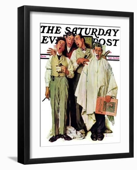 "Barbershop Quartet" Saturday Evening Post Cover, September 26,1936-Norman Rockwell-Framed Giclee Print