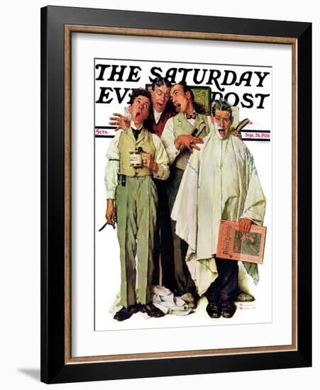 "Barbershop Quartet" Saturday Evening Post Cover, September 26,1936-Norman Rockwell-Framed Giclee Print