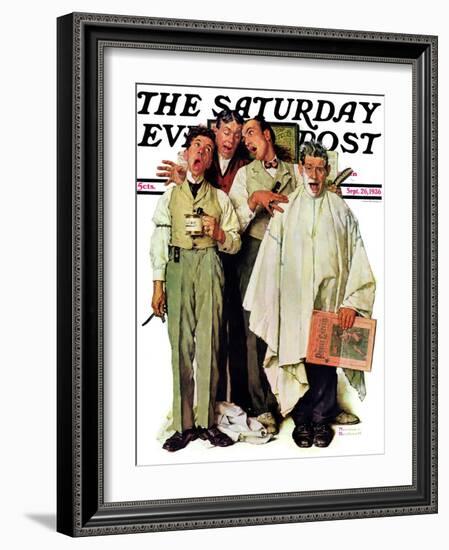 "Barbershop Quartet" Saturday Evening Post Cover, September 26,1936-Norman Rockwell-Framed Giclee Print