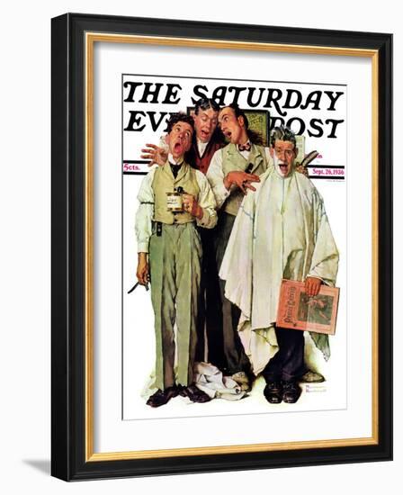 "Barbershop Quartet" Saturday Evening Post Cover, September 26,1936-Norman Rockwell-Framed Giclee Print