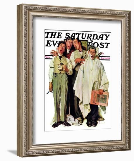 "Barbershop Quartet" Saturday Evening Post Cover, September 26,1936-Norman Rockwell-Framed Giclee Print