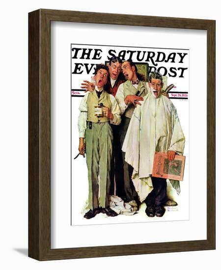 "Barbershop Quartet" Saturday Evening Post Cover, September 26,1936-Norman Rockwell-Framed Giclee Print