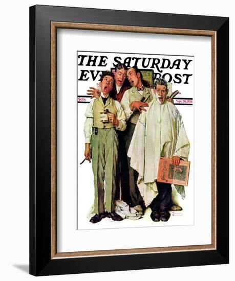 "Barbershop Quartet" Saturday Evening Post Cover, September 26,1936-Norman Rockwell-Framed Giclee Print