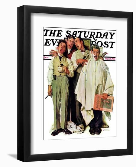 "Barbershop Quartet" Saturday Evening Post Cover, September 26,1936-Norman Rockwell-Framed Giclee Print