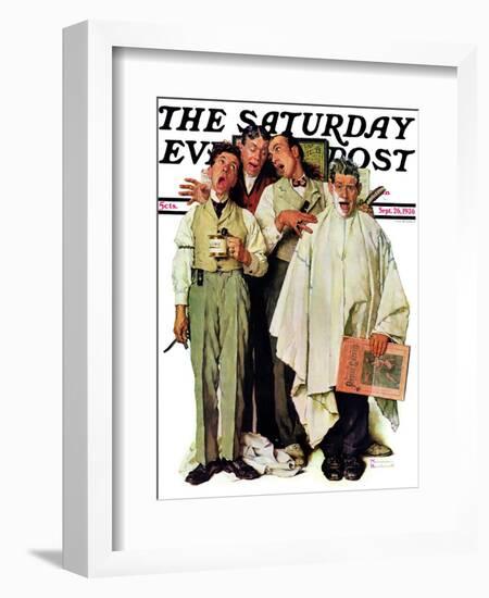 "Barbershop Quartet" Saturday Evening Post Cover, September 26,1936-Norman Rockwell-Framed Giclee Print