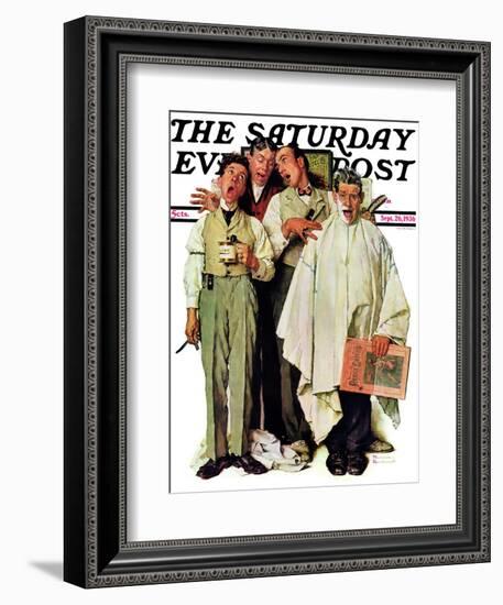 "Barbershop Quartet" Saturday Evening Post Cover, September 26,1936-Norman Rockwell-Framed Giclee Print