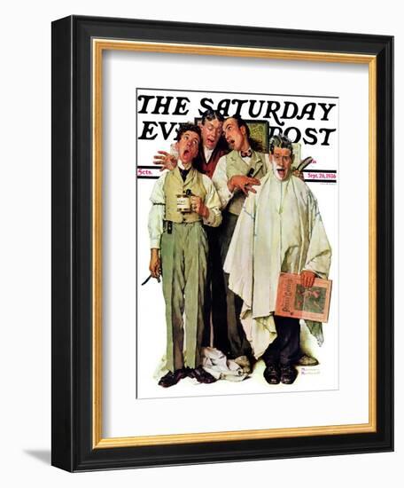 "Barbershop Quartet" Saturday Evening Post Cover, September 26,1936-Norman Rockwell-Framed Giclee Print