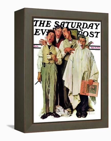 "Barbershop Quartet" Saturday Evening Post Cover, September 26,1936-Norman Rockwell-Framed Premier Image Canvas