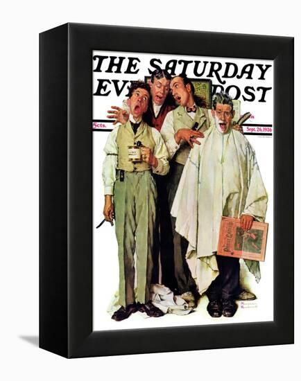 "Barbershop Quartet" Saturday Evening Post Cover, September 26,1936-Norman Rockwell-Framed Premier Image Canvas