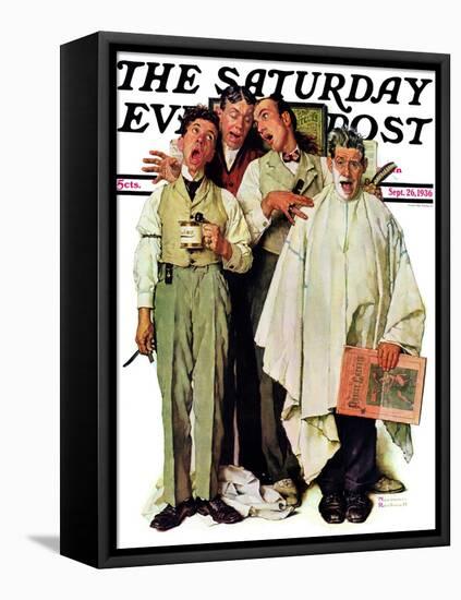 "Barbershop Quartet" Saturday Evening Post Cover, September 26,1936-Norman Rockwell-Framed Premier Image Canvas