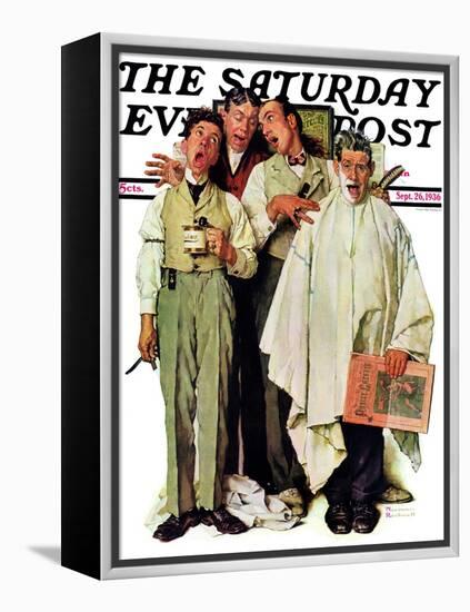 "Barbershop Quartet" Saturday Evening Post Cover, September 26,1936-Norman Rockwell-Framed Premier Image Canvas