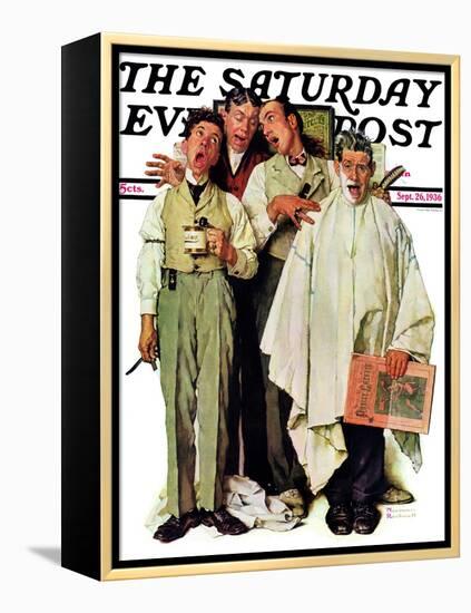 "Barbershop Quartet" Saturday Evening Post Cover, September 26,1936-Norman Rockwell-Framed Premier Image Canvas