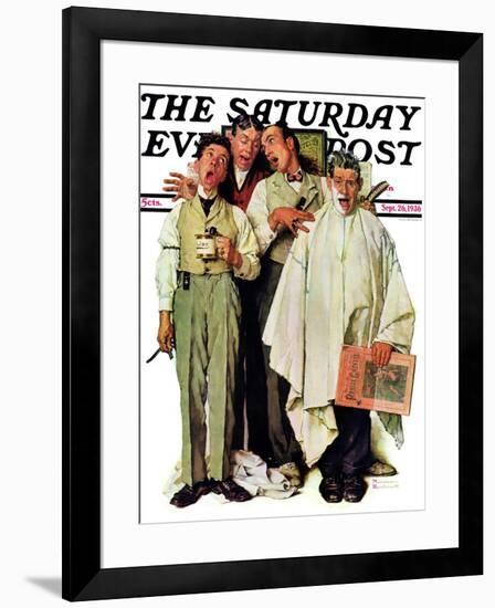 "Barbershop Quartet" Saturday Evening Post Cover, September 26,1936-Norman Rockwell-Framed Giclee Print