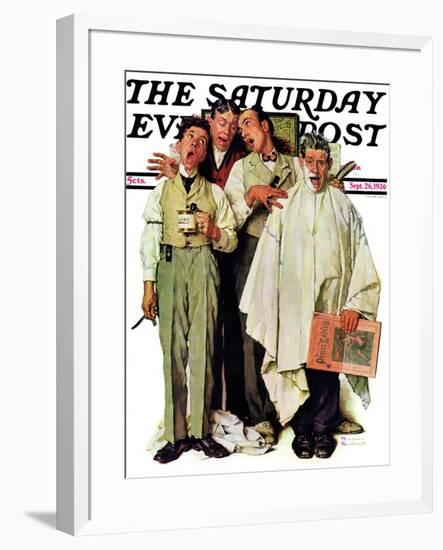 "Barbershop Quartet" Saturday Evening Post Cover, September 26,1936-Norman Rockwell-Framed Giclee Print